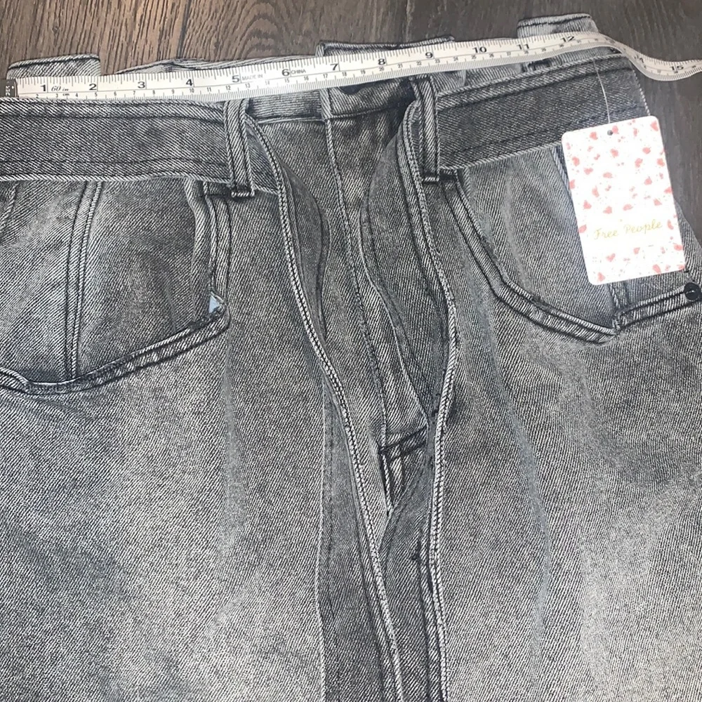 NWT Free People East of Eden Tie Waist Denim Skirt Washed Black Size 26 - Picture 12 of 13